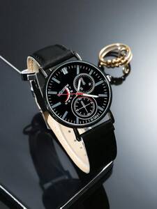 腕時計 メンズ セット メンズ 腕時計 ウルトラスリム クオーツファッション時計+クロスレザーコードブレスレット4個セット