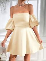 レディース ドレス _ 夏に着る女性用ソリッドカラーのオフショルダー、タイバックレスドレス_画像5