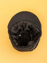 メンズ アクセサリー 帽子 メンズ用冬の帽子 ビーニー帽、ウールスカーフキャップセット、ニット帽、カジュアル 1セット_画像2