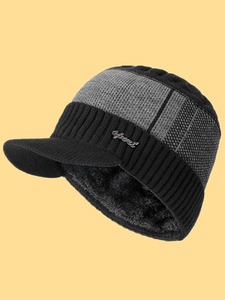 メンズ アクセサリー 帽子 メンズ用冬の帽子 ビーニー帽、ウールスカーフキャップセット、ニット帽、カジュアル 1セット
