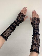 レディース アクセサリー 手袋 1ペア ファッショナブル レース 指なし 肘丈手袋女性用、装飾や秋と冬の外出に適しています_画像1