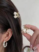 レディース アクセサリー ヘアアクセサリー ヘアクロップ ゴムバンド 花 デザイン 2個入り かわいい_画像1