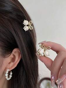 レディース アクセサリー ヘアアクセサリー ヘアクロップ ゴムバンド 花 デザイン 2個入り かわいい