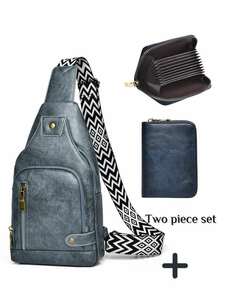 メンズ バッグ ウエストバッグ 2個セット の ユニセックス 単一のショルダーバッグ 男性用 ハンドバッグ 財布 カードホルダー