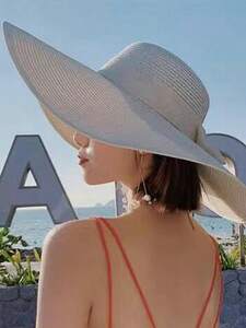 レディース アクセサリー 帽子 レディースストローハット 幅広いつば 洋服のアクセントにも 通気性が良い 夏の日差し対策やビーチバ