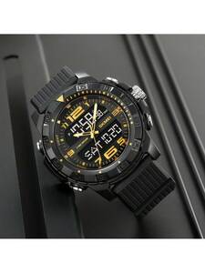 腕時計 メンズ デジタル メンズ腕時計 デュアルディスプレイ マルチファンクション ナイトライト 防水 ゴールデン オールドアウト