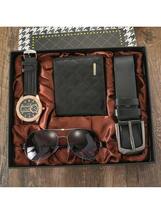 腕時計 メンズ セット メンズギフトセット：おしゃれで個性的な腕時計、メガネ、ベルト、財布がセットになったアイテム。彼氏への素晴ら_画像1