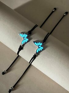 レディース ジュエリー ブレスレット セット 2 ピース/セットファンキーな ポリウレタン暗闇で光る蝶の装飾ストリングブレスレッ