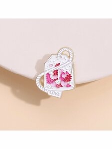レディース アクセサリー ブローチ カップルに贈る白い桜のメタルエンブレム付き、ピンクのハンギングタグ付きスタイリングブレスレット