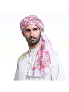 メンズ アクセサリー スカーフorアクセサリー ムスリム男性用チェック柄スカーフ、アラビア語ショールスカーフラップ