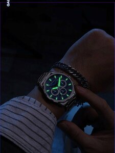 腕時計 メンズ デジタル ビジネスやカジュアルに着用するためのスポーティでファッショナブルなステンレススチール時計、6針マルチ機能