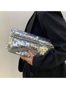  lady's bag clutch bag fashion lustre silver si-k in party bag lady's. night for bag handbag 