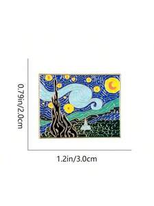 レディース アクセサリー ブローチ 魅惑的なゴッホの星月夜をイメージしたブローチ 1個 - アート愛好家向けの耐久性のある鮮やかな