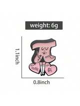 レディース アクセサリー ブローチ かわいい数学記号π模様のブローチ、創造的なピンク色のハートメタリックバッジ、シンプルでユニーク_画像2