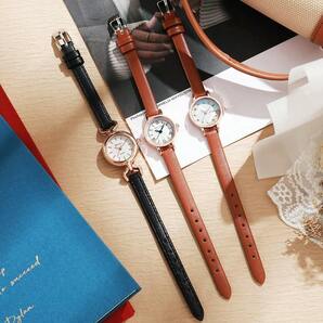 腕時計 レディース クォーツ 1個/セット ファッション シンプルなアラビア数字文字盤 レディースレザーバンドクオーツ腕時計の画像2