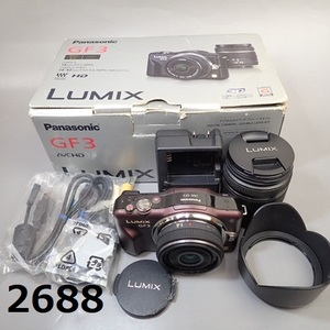 FK-2688◆Panasonic　GF3 LUMIX G 14㎜　IF2.5 ASPH LUMIX G VARIO 14-42㎜　F3.5-5.6　ASPH 簡易動作OK　20240403