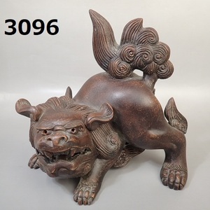 FK-3096◆時代　備前　獅子置物 20240419