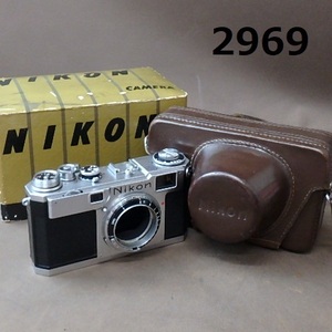 FK-2969◆NIKON S2 後期　レンジファインダー　革ケース・箱付　シャッターOK　20240424