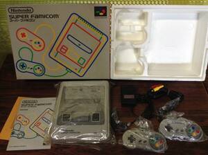 Nintendo Super Famicom console 2controllers w/box tested 任天堂 スーパーファミコン 本体 コントローラ2台 箱取説付き 動作確認済 C462