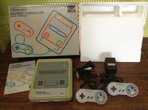 Nintendo Super Famicom console 2controllers w/box tested 任天堂 スーパーファミコン 本体 コントローラ2台 箱取説付き 動作確認済 C461