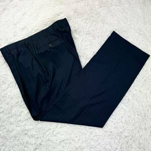 未使用級4L! アルマーニコレツィオーニ【定価約40万】ARMANI COLLEZIONI スーツ セットアップ 紺色 ネイビー ストライプ 56 XXXL位 高級感の画像10