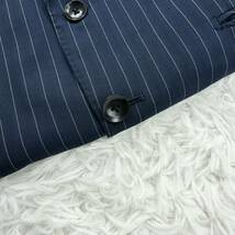 極美品/パーフェクトスーツファクトリー perfect suit factory セットアップ ストライプ 紺色 ネイビー ストライプ ウール 高級感◎ A5 M位_画像7