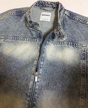 Bershka デニム ライダース ジャケット 新品 L ベルシュカ DENIM RIDERS JACKET シングル 加工 インディゴ indigo オーバー サイズ_画像3