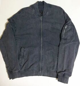 Bershka アシッド スウェット ボンバー ジャケット XL 新品 BLACK ベルシュカ Acid Wash SWEAT BOMBER JACKET ma 1 ブラック 黒 BLOUSON