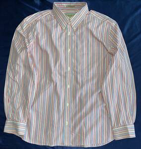 Eddie Bauer long sleeve stripe BD shirt 2XL white red blue orange . big size 