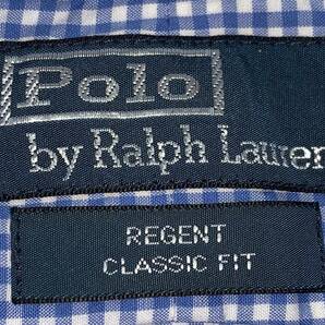 PoLo Ralph Lauren 長袖 ギンガムチェック シャツ L 青白の画像4