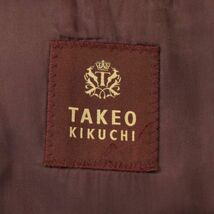 TAKEO KIKUCHI タケオキクチ 通年 総裏 裏ボルドー ストライプ★ 2B テーラード ジャケット Sz.3　メンズ 黒　A4T03156_3#O_画像6