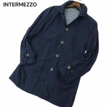 INTERMEZZO インターメッツォ レナウン 通年 フード収納★ スプリング シングル トレンチコート Sz.L　メンズ ネイビー　A4T03124_3#O_画像1