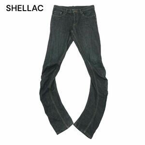 SHELLAC shellac USED processing * solid cutting twist car b stretch Denim pants jeans Sz.48 men's made in Japan A4B01745_3#R