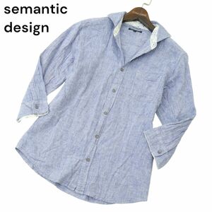 semantic design セマンティック デザイン 春夏 麻 リネン&コットン★ 7分袖 シャツ Sz.M　メンズ　A4T03339_3#A