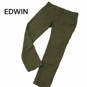 美品★ EDWIN エドウィン JM732 ジャージーズ★ ストレッチ スリム テーパード チノ パンツ チノパン Sz.L　メンズ 緑カーキ　A4B01761_4#R