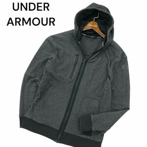 UNDER ARMOUR アンダーアーマー COLDGEAR★ ロゴ ストレッチ ジップ スウェット パーカー Sz.MD　メンズ 灰 トレーニング　A4T03385_4#O