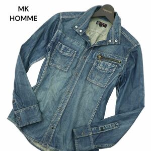 MK HOMME Michel Klein Homme through year rayon & cotton * long sleeve stand-up collar Denim shirt Sz.46 men's A4T03469_4#C