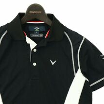 Callaway キャロウェイ 春夏 ロゴ★ ストレッチ 切替 半袖 ポロシャツ Sz.M　メンズ 黒 ゴルフ　A4T03460_4#A_画像2