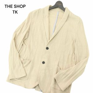 THE SHOP TK タケオキクチ 通年 チェック★ コットン ニット アンコン ジャケット カーディガン Sz.XL　メンズ 大きいサイズ　A4T03507_4#O