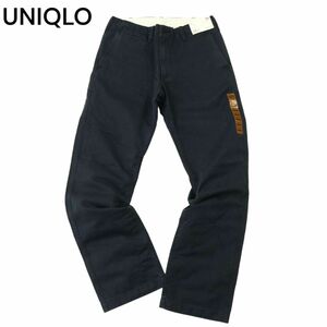 【新品 未使用】 UNIQLO ユニクロ USED加工 ヴィンテージ レギュラーフィット チノ パンツ チノパン Sz.76　メンズ ネイビー　A4B01872_4#R