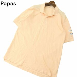 Papas パパス 春夏 GOLF ゴルフ ワッペン★ 半袖 鹿の子 ポロシャツ Sz.L　メンズ 日本製　A4T03718_4#A