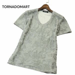 23SS★ TORNADOMART トルネードマート シャーリーフラワー ジャカード総柄★ 半袖 Vネック カットソー Tシャツ Sz.M　メンズ　A4T03904_4#D