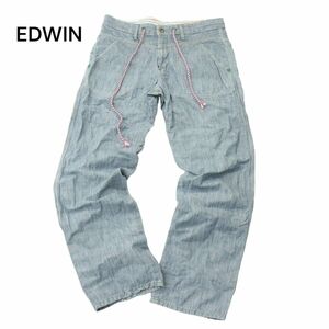 EDWIN エドウィン 717RS 春夏 バナナファイバー★ イージー ダンガリー シャンブレー パンツ Sz.L　メンズ 日本製　A4B01976_4#P