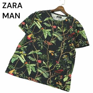 ZARA MAN ザラ マン 春夏 バード フラワー 花柄 総柄★ 半袖 カットソー Tシャツ Sz.XL　メンズ 大きいサイズ　A4T03962_4#D