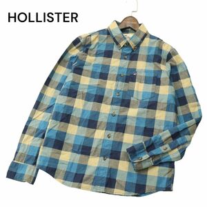 Красивые товары ★ Hollister Hollister на протяжении всего года вышивка логотипа ★ Long -Sleeved Blote Down Block Prock Shirt Sz.s Men A4T03924_4#C