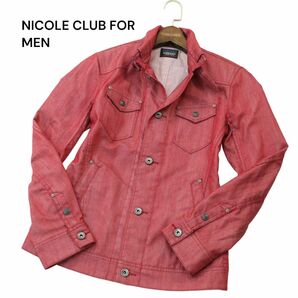 美品★ NICOLE CLUB FOR MEN ニコルクラブ フォーメン スタンドカラー★ カラー デニム ジャケット Gジャン Sz.46 メンズ A4T03923_4#Oの画像1