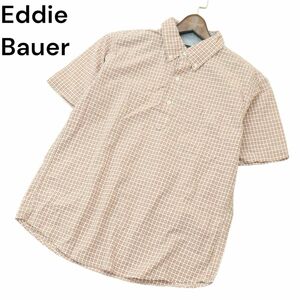 Eddie Bauer エディーバウアー 春夏 半袖 プルオーバー★ ボタンダウン チェック シャツ Sz.S　メンズ アウトドア　A4T03990_4#A