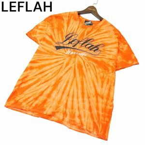 LEFLAH レフラー 春夏 ロゴプリント★ タイダイ柄 半袖 クルーネック カットソー Tシャツ Sz.XL　メンズ 大きいサイズ　A4T03970_4#D