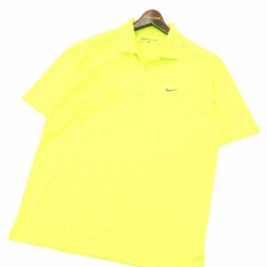 NIKE GOLF ナイキ ゴルフ 春夏 ロゴ刺繍★ DRI-FIT 吸汗速乾 半袖 ポロシャツ Sz.L　メンズ 黄色　A4T04088_4#A