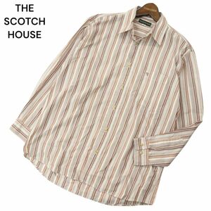 THE SCOTCH HOUSE スコッチハウス 通年 ロゴ刺繍★ 長袖 ストライプ シャツ Sz.M　メンズ　A4T04067_4#C